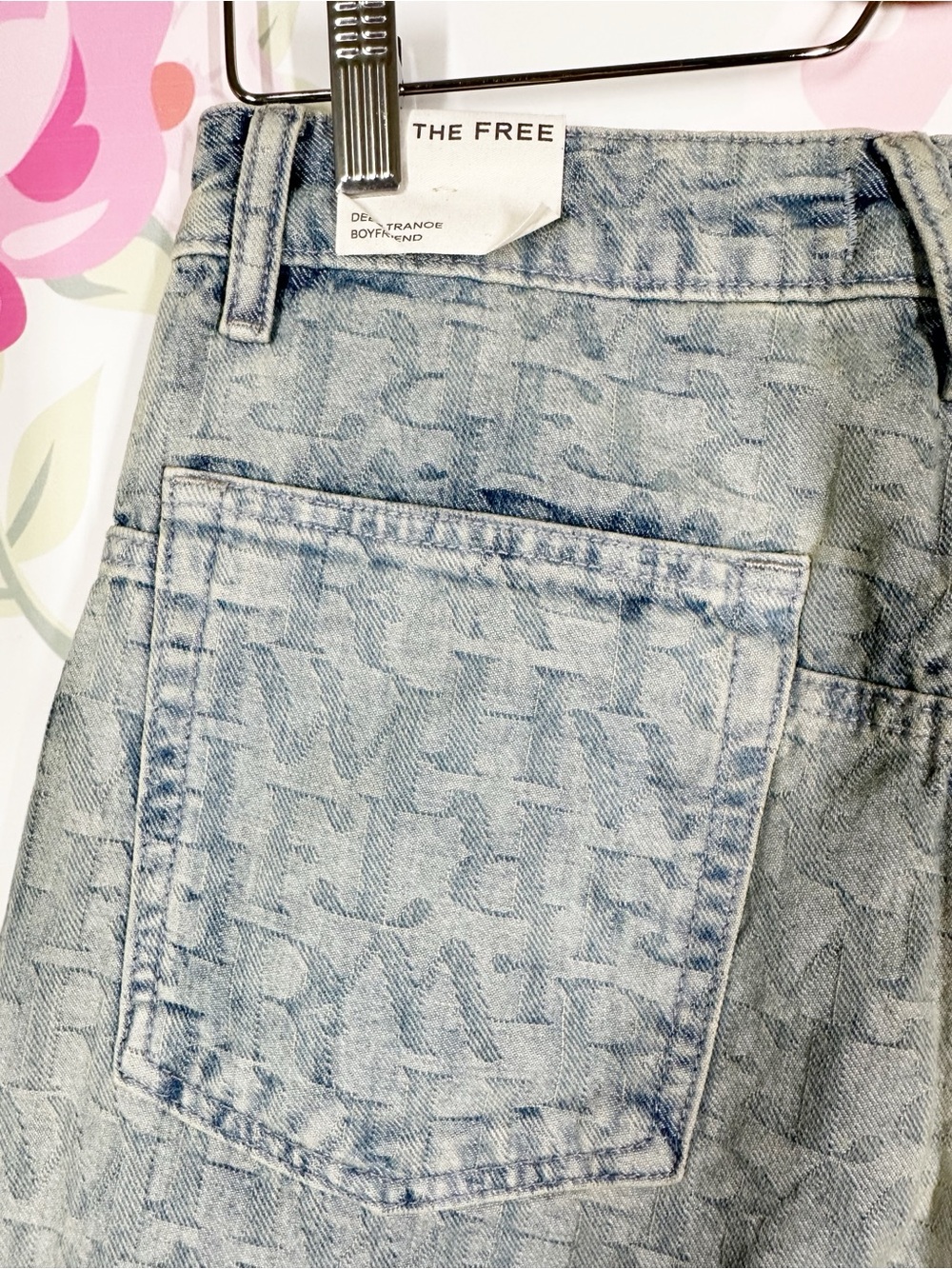 NEW Free People We The Free Deep Trance Jacquard Letter Boyfriend Denim Jeans 27 - Picture 13 of 15